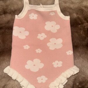Pink Floral Ruffle Baby One-Piece Bodysuit